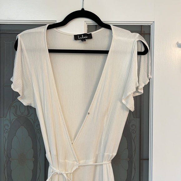 Lulus - White Wrap Dress - L - Picture 3 of 4